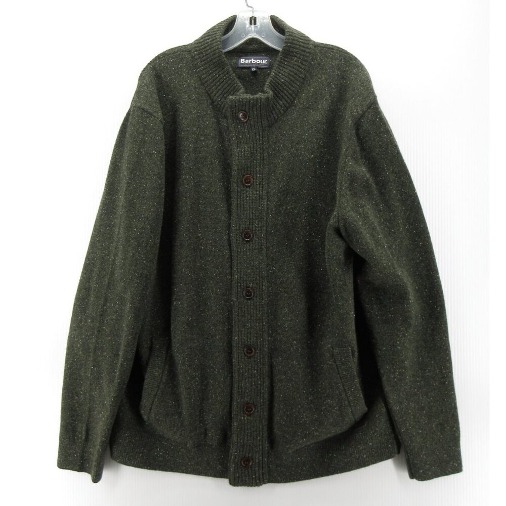 Barbour Sweater XXL Wool Silk Blend Cardigan Button Up Chunky Knit
